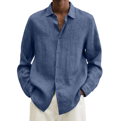 chemise-ample-en-coton-et-lin-a-revers-annee-70