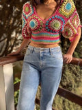 Pink Crochet Crop Top 