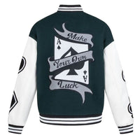 Green varsity jacket