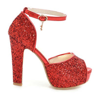 Chaussures Année 70 Rouges à Paillettes