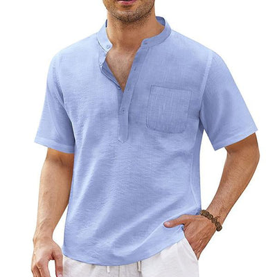 chemise-plage-manches-courtes-coton-lin-annee-70
