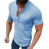 Chemise ample à manches courtes et col Henley année 70