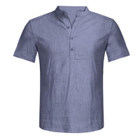 Chemise ample à manches courtes et col Henley année 70