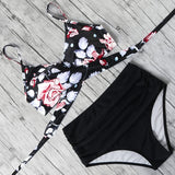 Bikini Hippie Printemps Noir & Rose