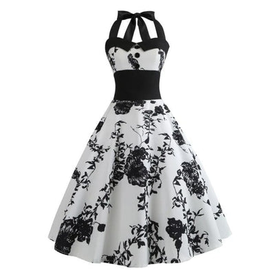 robe-vintage-annees-90-fleurs-noires